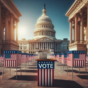 American polling stations with the Capitol in the background